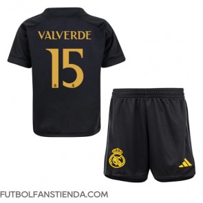 Real Madrid Federico Valverde #15 Tercera Equipación Niños 2023-24 Manga Corta (+ Pantalones cortos)